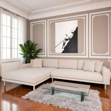 Canapé d'angle beige sable - côté gauche, 290 cm AMSTERDAM (1/5)