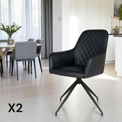Chaise pivotante noire avec accoudoirs (lot de 2) SAVONE (1/5)