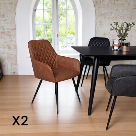 Fauteuil de table marron vintage (lot de 2) SAVONE (1/5)