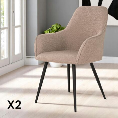Fauteuil de table en bouclette beige (lot de 2) SAVONE (1/5)