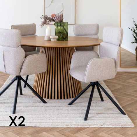 Chaise design beige avec appuie-tête et accoudoirs (lot de 2) BERLIN (1/5)