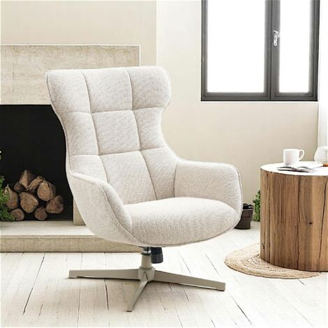 Fauteuil pivotant confort, couleur blanc naturel BERLIN (1/5)