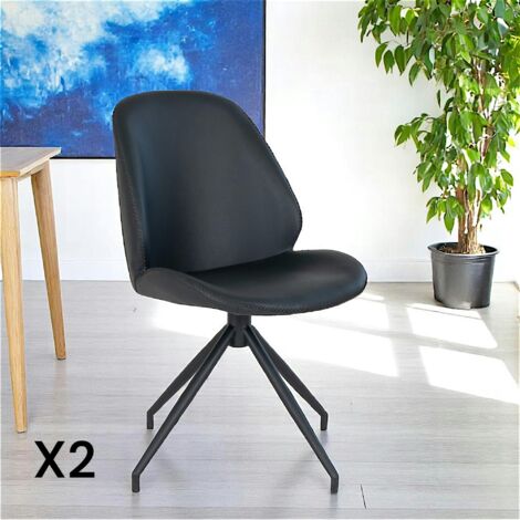 Chaise pivotante noire avec surpiqure décorative (lot de 2) BERLIN (1/5)
