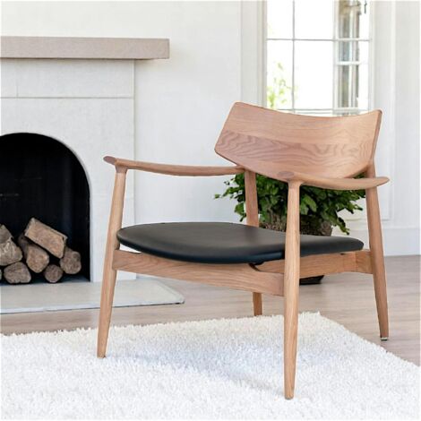 Fauteuil design en chêne avec assise noire BERLIN (1/5)