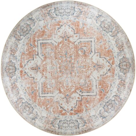 Tapis rond vintage, tons orange et bleu ø200 cm FEZ (1/4)