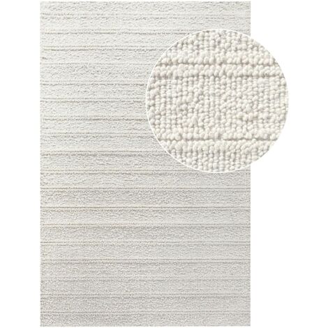 Tapis blanc ivoire en laine tressée main 160x230 cm FEZ (1/4)