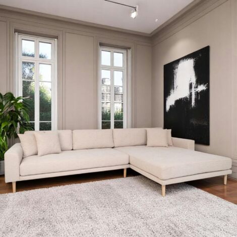 Canapé d'angle beige sable - côté droit, 290 cm AMSTERDAM (1/5)