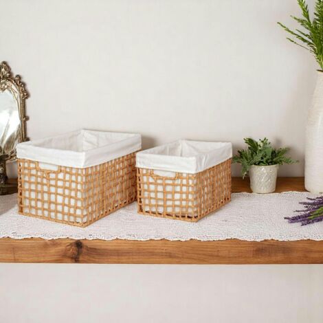 Paniers Rangement Danielson's En Herbe Marine - Lot De 3 - Avec Doublure Tissu