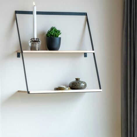 Etagère murale moderne en bois 2 plateaux TALLINN (1/2)