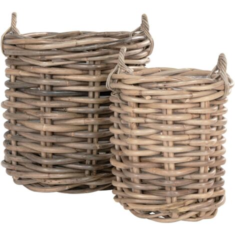 Cache-pot rond en rotin (lot de 2) (1/3)