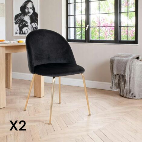Chaise en velours noir à dossier rond (lot de 2) MONTREUX (1/5)