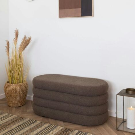 Banc coffre déco en tissu marron bouclette BRUGES (1/5)