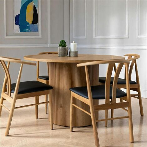 Table à manger ronde effet bois blond ø120 cm MATERA (1/3)