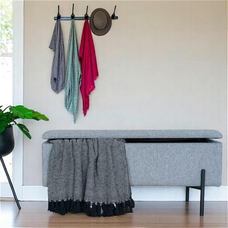 Banc coffre gris clair avec pieds en métal noir BRUGES (1/4)