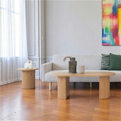 Table basse ovale effet bois blond MATERA (1/5)