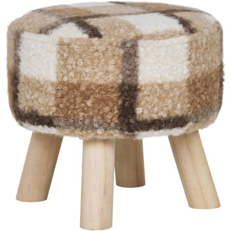 Tabouret Raymond en fourrure noire et bois noir chez KSL LIVING