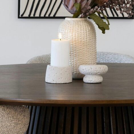 Bougeoir déco en ciment (lot de 2) - gris, formes coupelles basses (1/5)