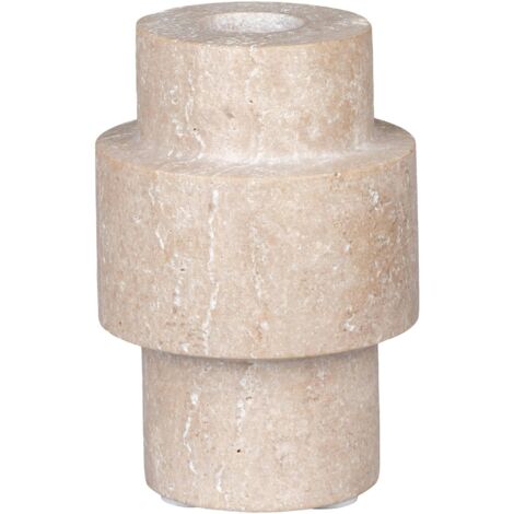 Bougeoir en travertin naturel - forme totem moderne et minimaliste (1/3)
