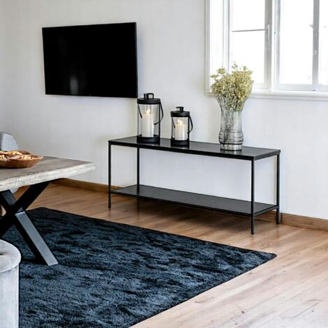 Petit meuble TV noir minimaliste - design à 2 niveaux TALLINN (1/5)