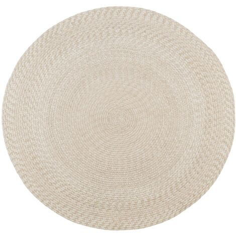 Tapis rond d’extérieur en plastique recyclé Ø120 cm - teinte sable MENDOZA (1/3)