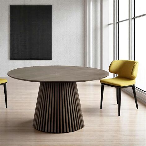 Table ronde en chêne brun avec piètement baguette ø140 cm AMSTERDAM (1/5)