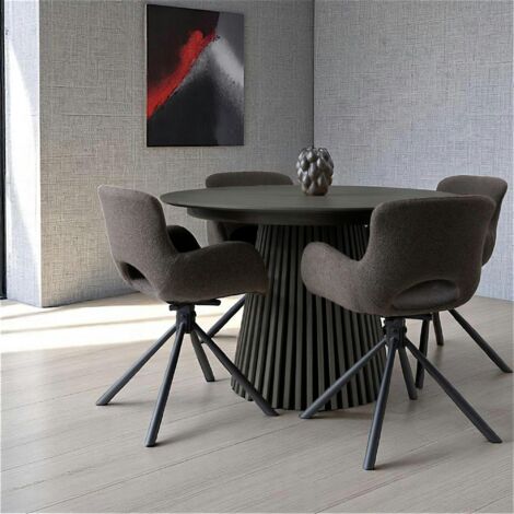 Table ronde en chêne noir avec piètement baguette ø140 cm AMSTERDAM (1/5)