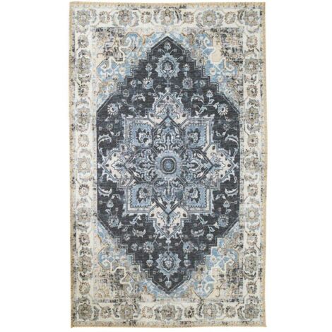 Tapis vintage bleu à motifs traditionnels 160x230 cm FEZ (1/3)