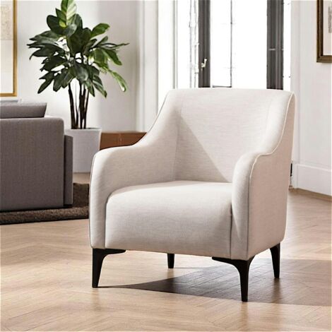 Fauteuil contemporain sable - pieds noirs VILNIUS (1/5)