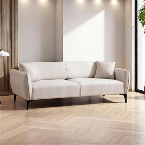 Canapé 3 places sable - couture déco VILNIUS (1/4)