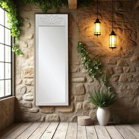 Miroir vertical blanc - motif lotus, 155 cm HILO (1/5)