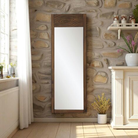 Miroir vertical en bois foncé - motif tronc d'arbre HILO (1/5)