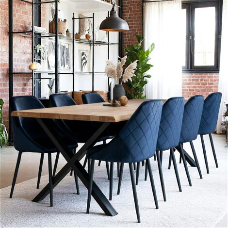 Table à rallonge en bois de chêne clair avec bordures naturelles 240 cm SAVONE (1/3)