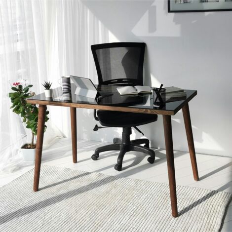 Bureau en bois foncé et verre noir - style moderne ANZIO (1/5)