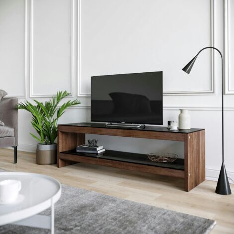 Meuble TV en bois brun et verre fumé - LHASA (1/5)