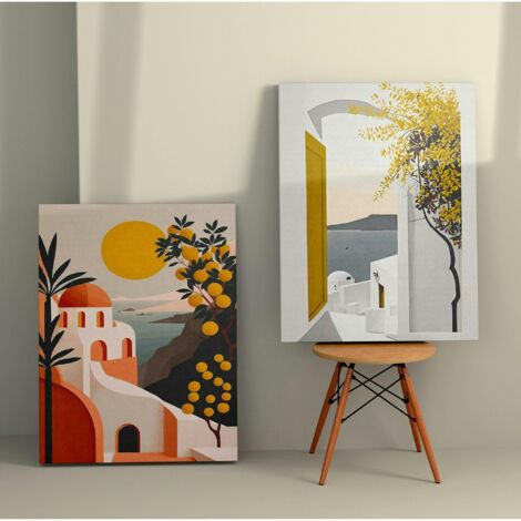 Tableau paysage méditerranéen – tons chauds (set de 2) (1/3)
