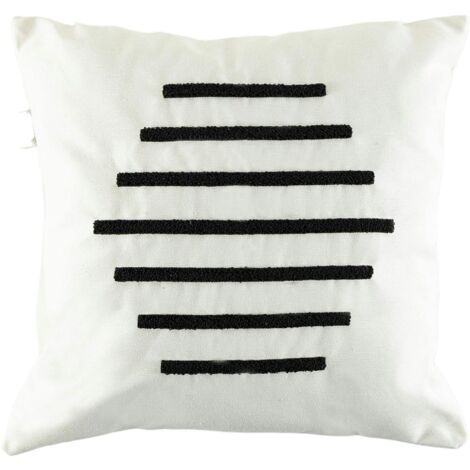 Coussin de canapé en lin – rayures en bouclette noire IZMIR (1/5)