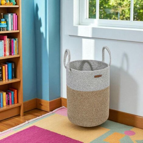 2 Paniers De Rangement En Cordon De Coton Tressé - 19x15x12 Cm (Blanc) Pour Salon, Salle De Bain, Maquillage - 4