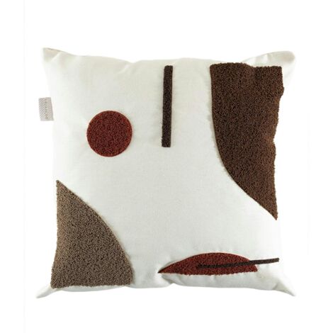 Coussin de canapé bouclette – motif abstrait marron IZMIR (1/3)