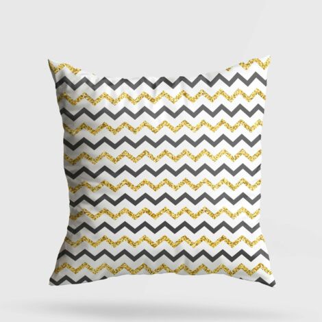 Coussin gris et jaune zébré – entretien facile IZMIR (1/3)