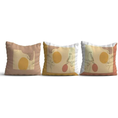 Coussin déco – fleurs et oiseaux (lot de 3) IZMIR (1/3)