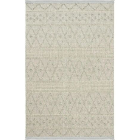 Tapis gris motifs losanges – franges, 120x180 cm ISTANBUL (1/5)