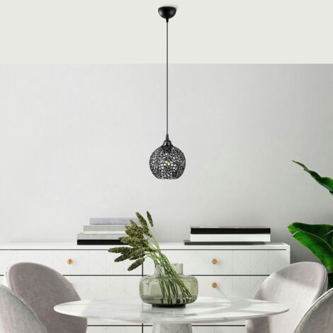 Suspension noire boule – motif floral, ajourée ERZIN (1/5)