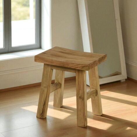 Tabouret en teck recyclé - 45 cm, ARIZONA (1/4)