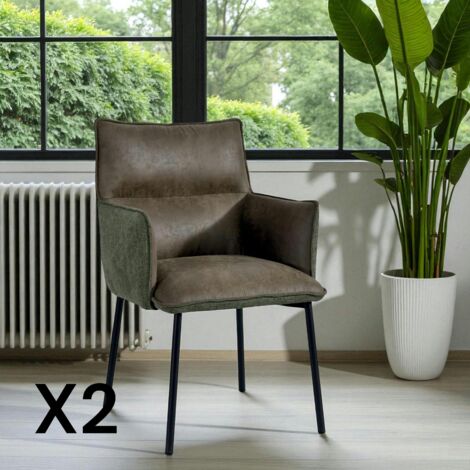 Chaise de salle à manger bi-matière verte (lot de 2) KERALA (1/5)