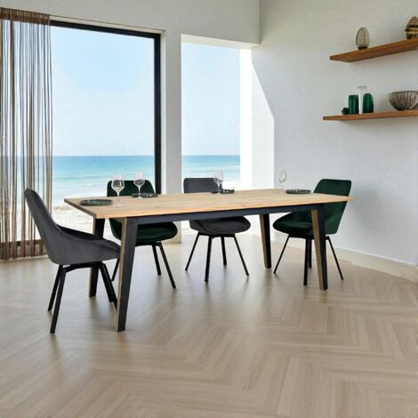 Table à manger moderne bois clair - pieds métal, 200 cm GRADO (1/5)