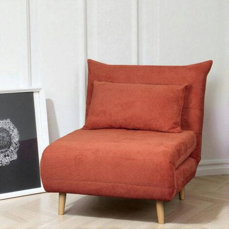 Fauteuil convertible 1 place rouille - coussin inclus PALAU