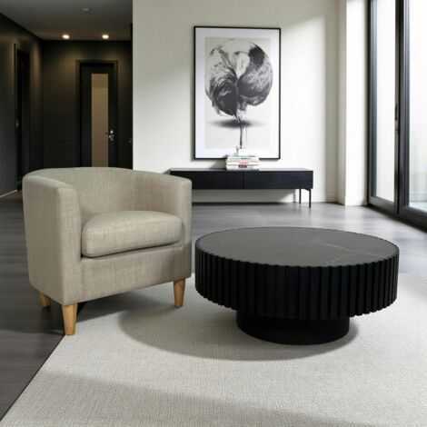 Table basse noire - plateau céramique, bords crantés LOMBARDIE (1/5)