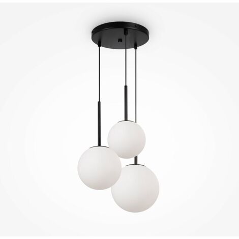 Suspension moderne noire - 3 globes en grappe DELTONA (1/4)
