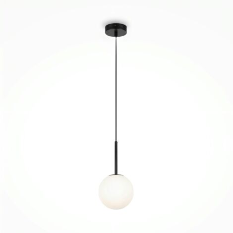Suspension globe noire - verre dépoli 15 cm DELTONA (1/4)