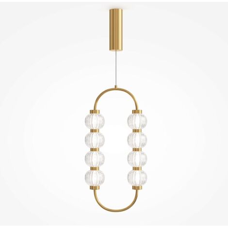 Suspension rétro verre - perles ciselées cadre doré BELLA (1/4)